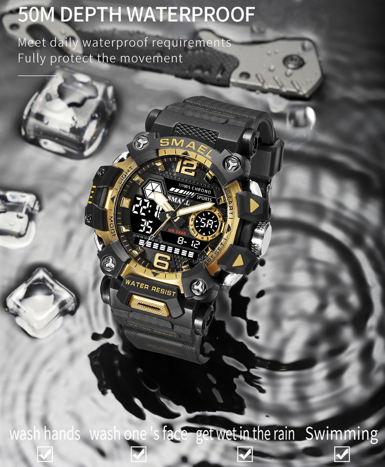 SMAEL Men's Analogue-Digital Military Sports Watch