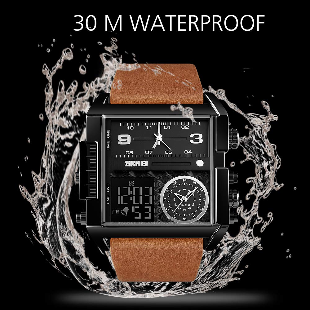SKMEI Men's Square Analogue-Digital Multi-Time Sports Watch