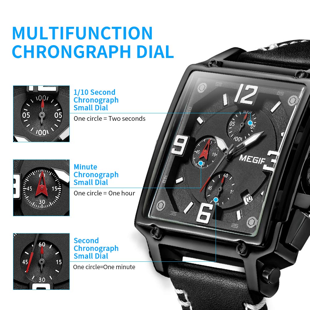 MEGIR Men's Quartz Chronograph Watch – Leather Strap