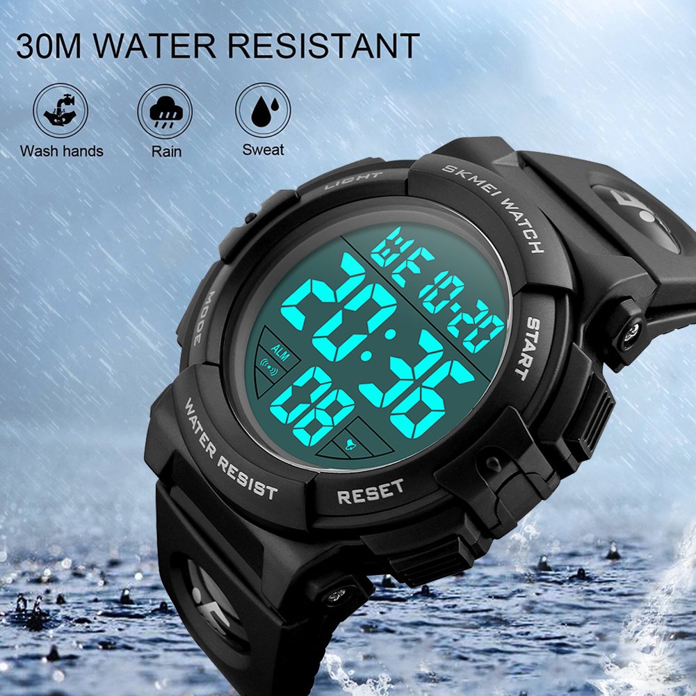 SKMEI Men's Large Display Digital Sports Watch - Black