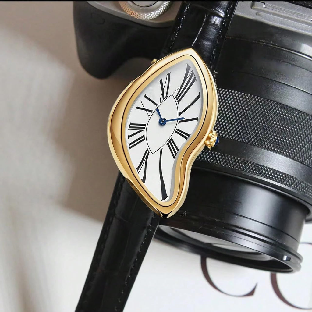 Men's Melting Dial Quartz Watch - Leather Strap