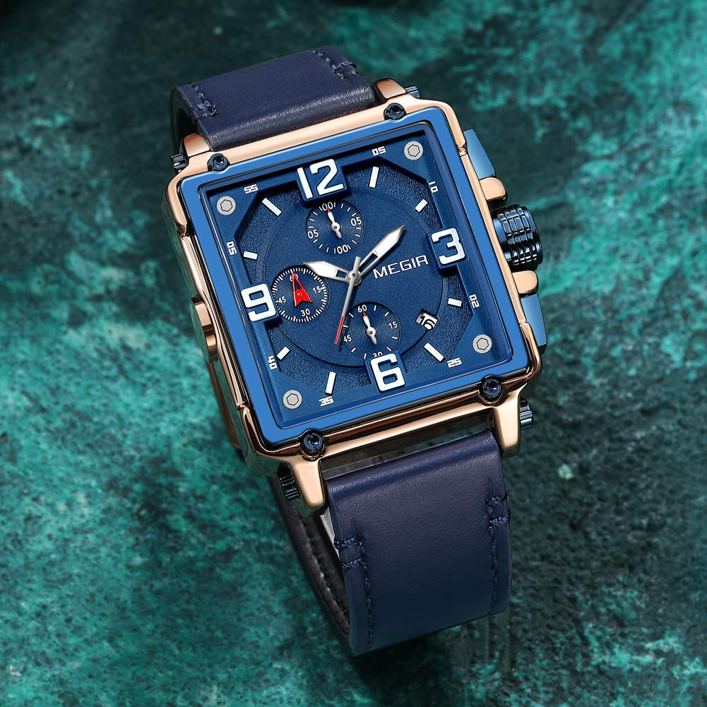 MEGIR Men's Quartz Chronograph Watch – Leather Strap