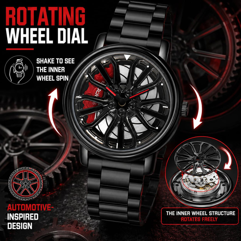 SKMEI Men's 3D Spinning Car-Wheel Quartz Watch