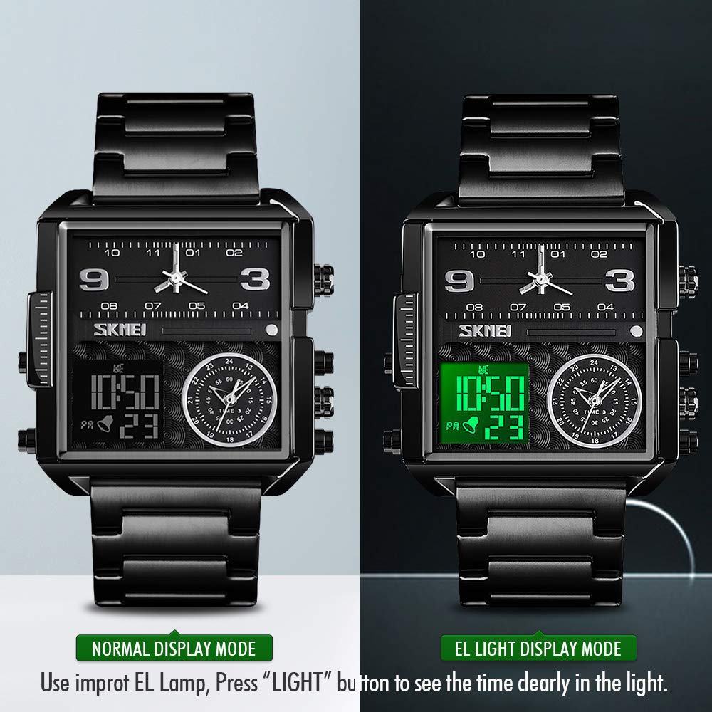 SKMEI Men's Square Analogue-Digital Multi-Time Sports Watch