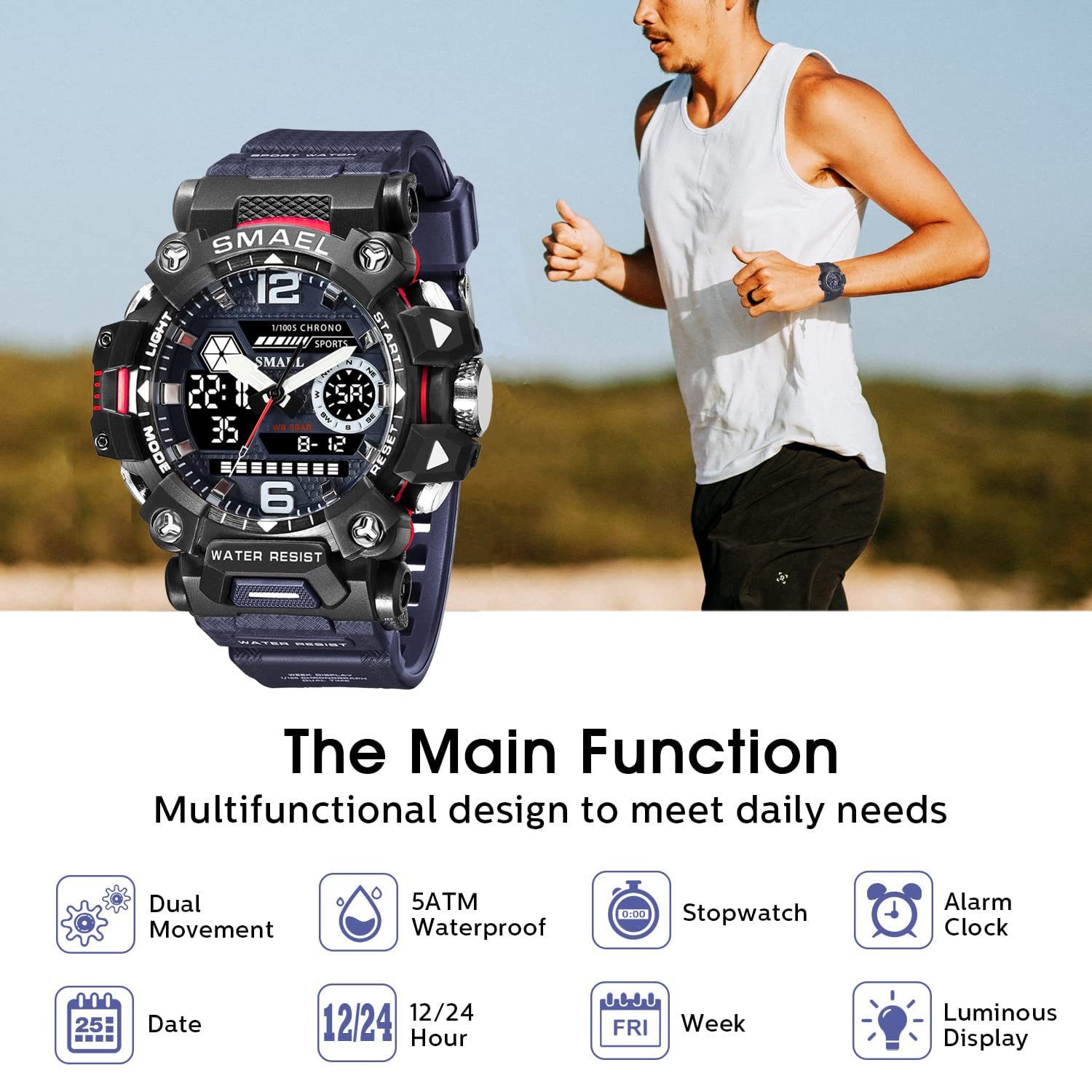 SMAEL Men's Analogue-Digital Military Sports Watch