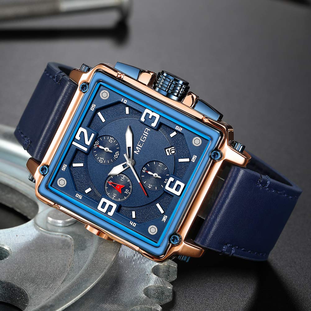 MEGIR Men's Quartz Chronograph Watch – Leather Strap