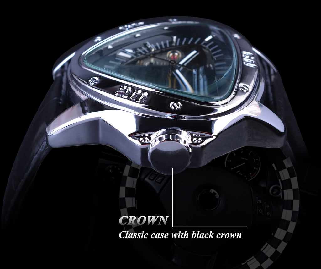 WINNER Men's Automatic Skeleton Watch – Triangular Racing Dial