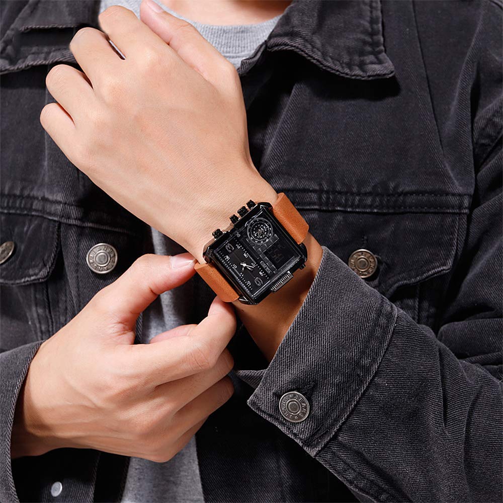 SKMEI Men's Square Analogue-Digital Multi-Time Sports Watch