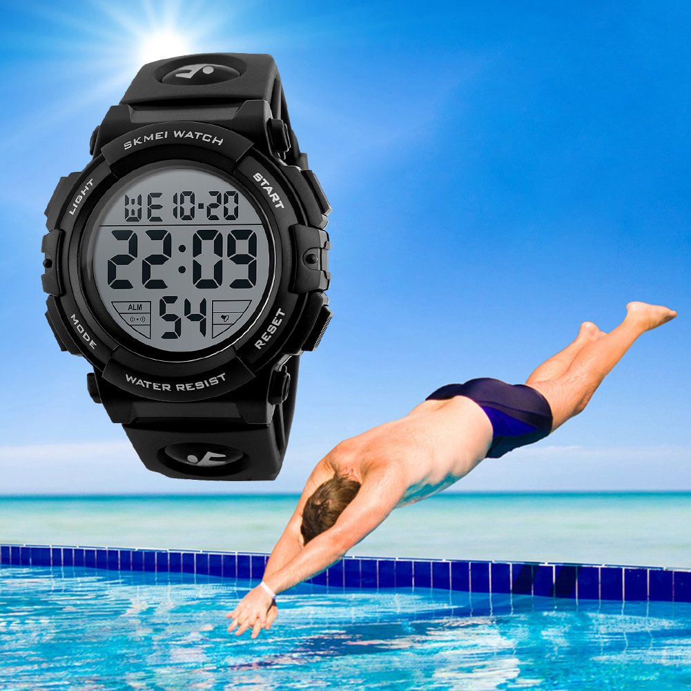 SKMEI Men's Large Display Digital Sports Watch - Black