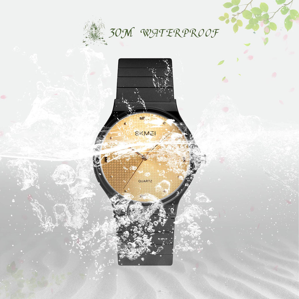 SKMEI Women's Round Quartz Watch – Blue PU Strap