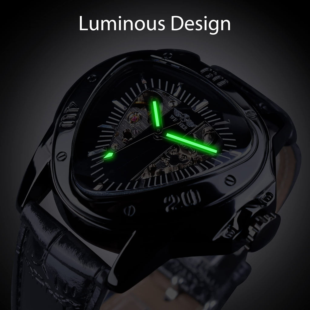 WINNER Men's Automatic Skeleton Watch – Triangular Racing Dial