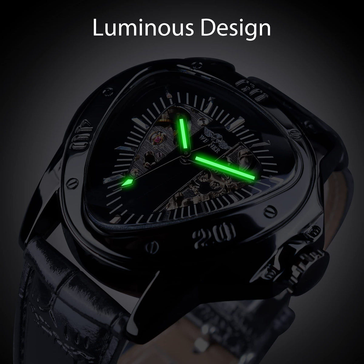 WINNER Men's Automatic Skeleton Watch – Triangular Racing Dial