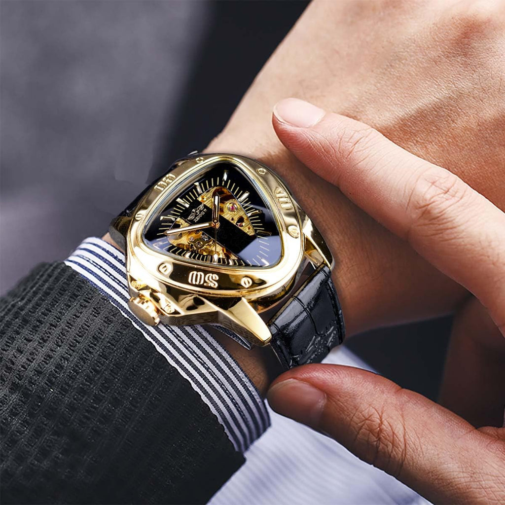 WINNER Men's Automatic Skeleton Watch – Triangular Racing Dial
