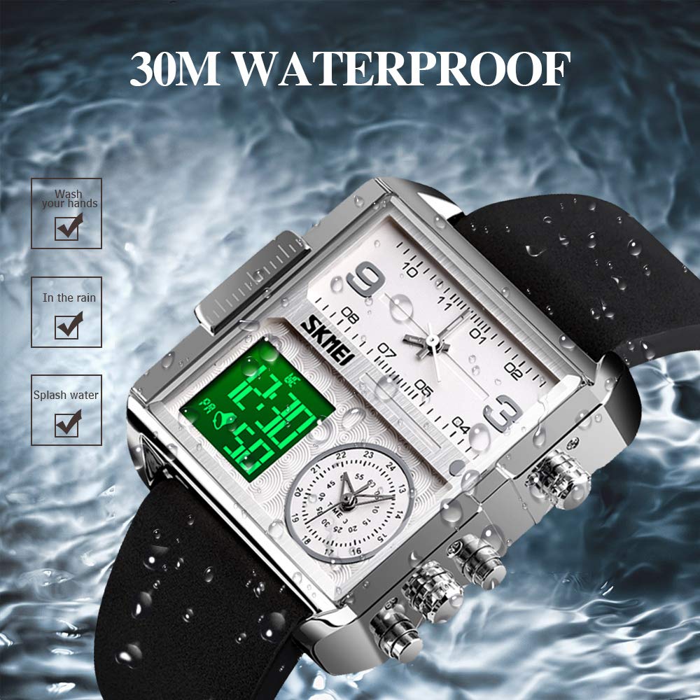 SKMEI Men's Square Analogue-Digital Multi-Time Sports Watch