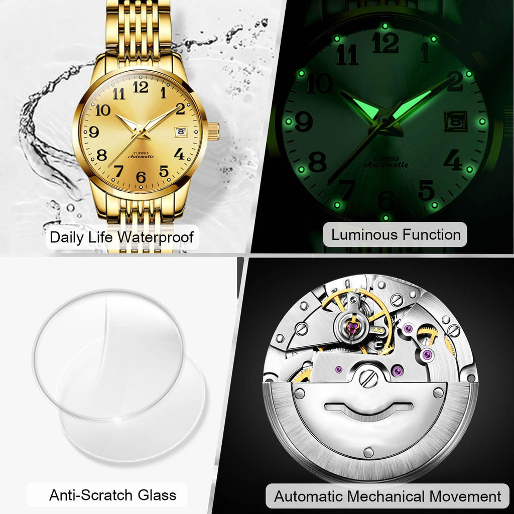 OLEVS Women's Automatic Stainless Steel Watch - White Dial A