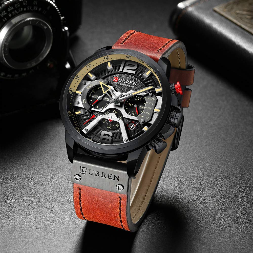 CURREN Men's Quartz Chronograph Watch – Blue Leather Strap