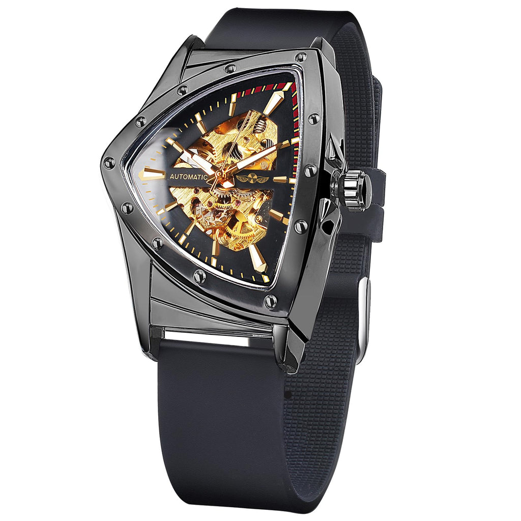 FORSINING Men's Automatic Skeleton Watch – Triangular Dial