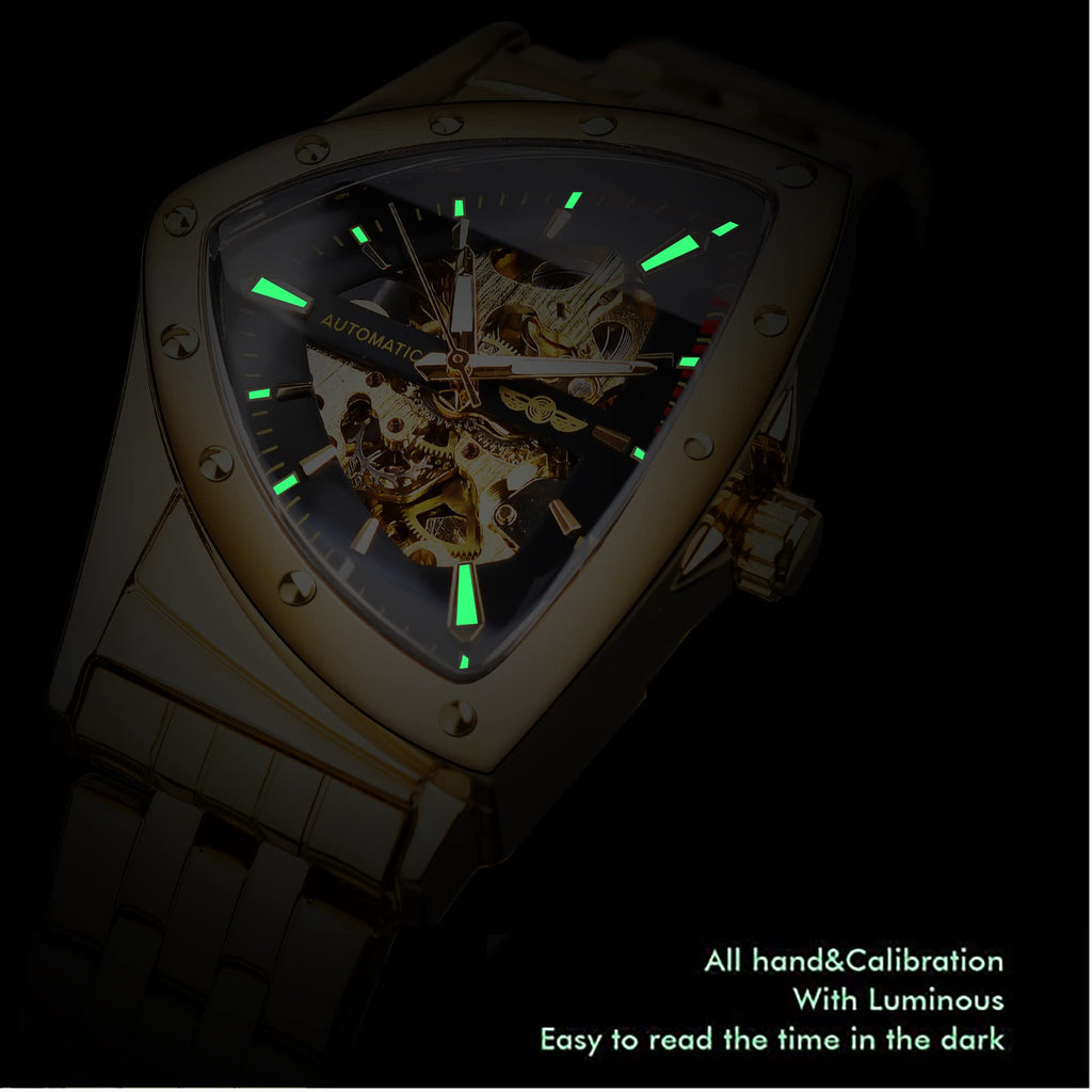 FORSINING Men's Automatic Skeleton Watch – Triangular Dial