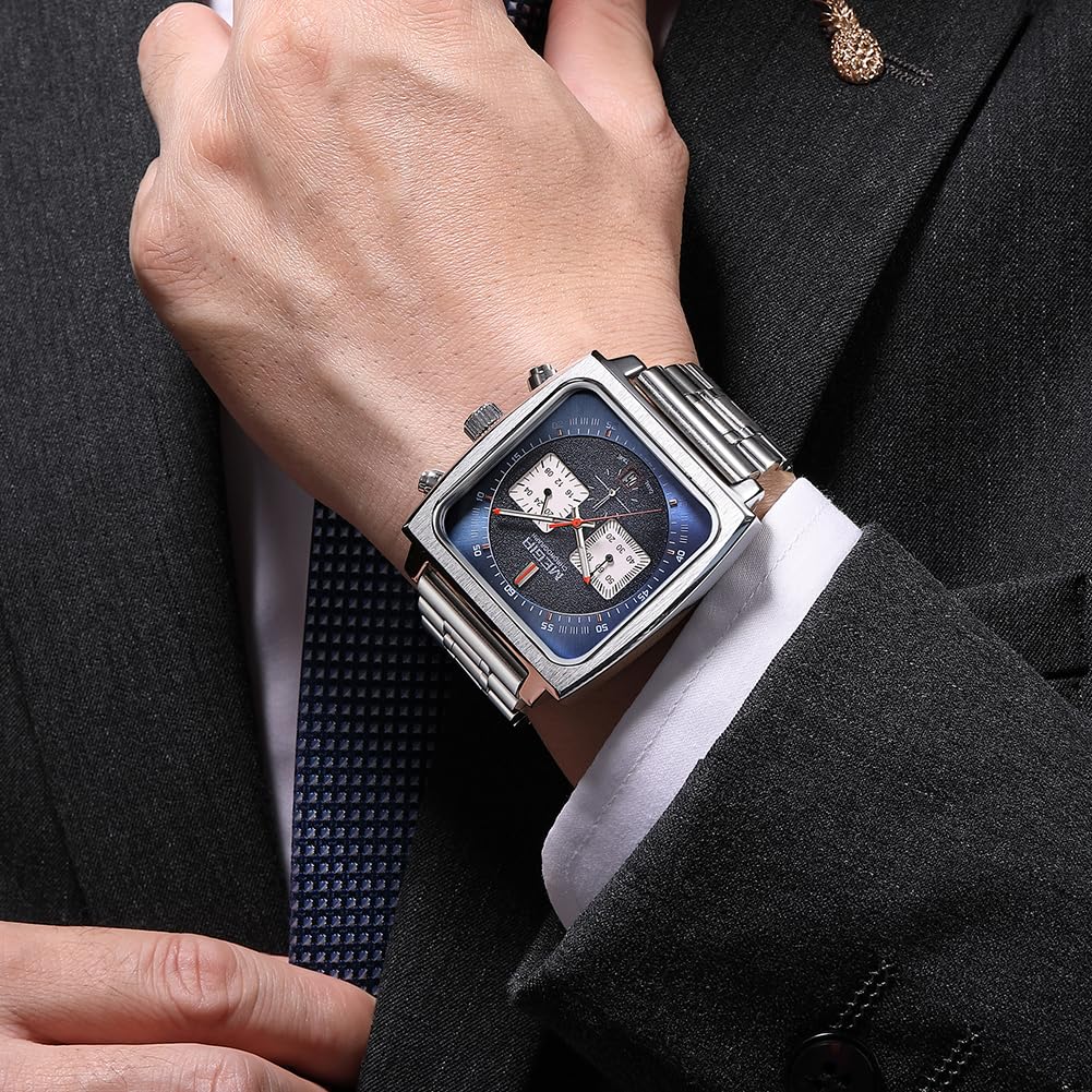 MEGIR Men's Square Quartz Chronograph Watch