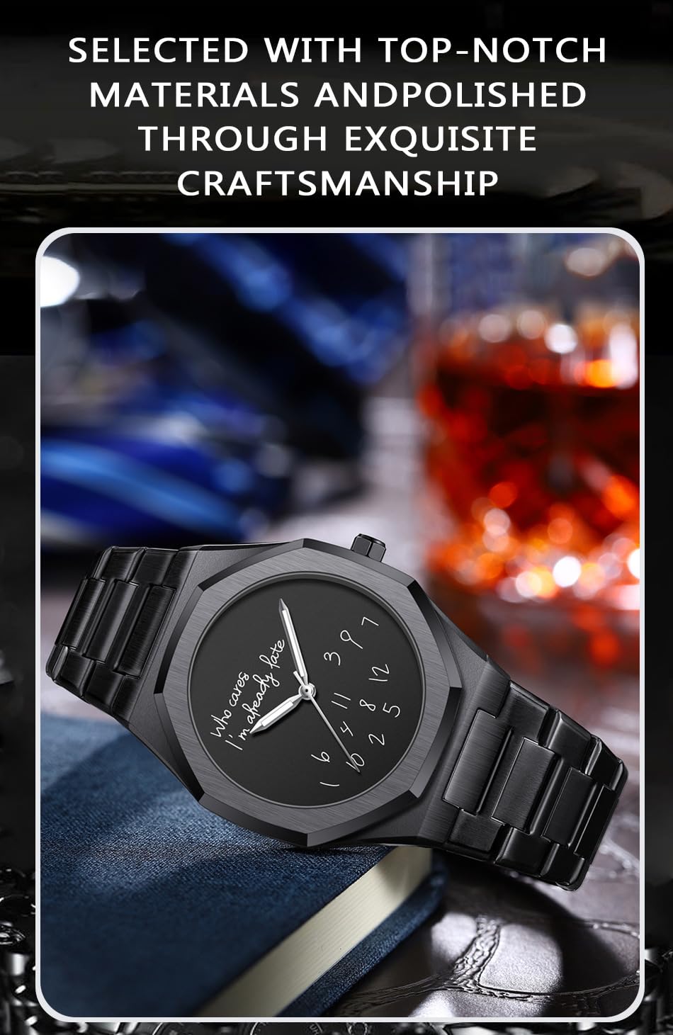 Men's Octagonal Quartz Watch - Humorous Dial