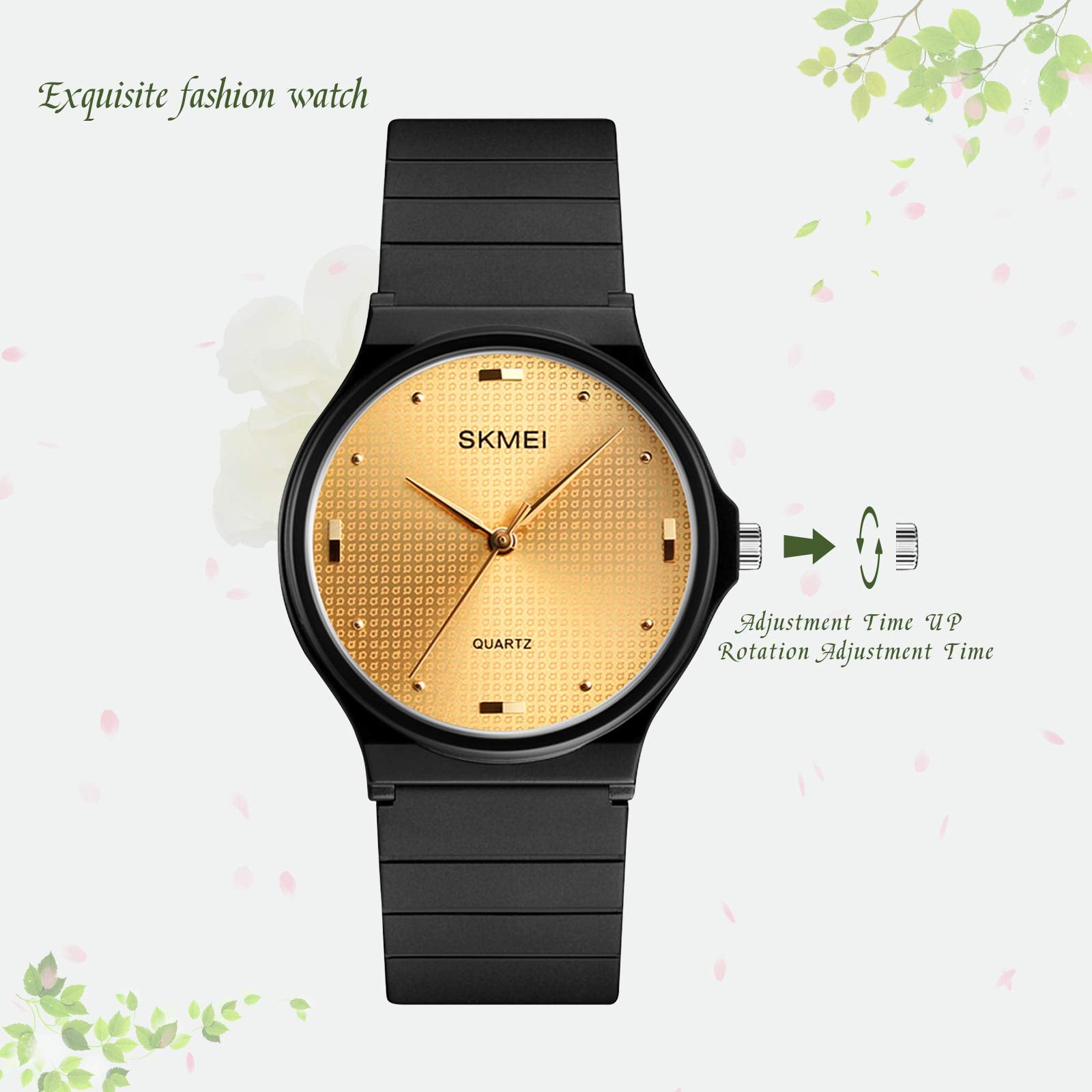 SKMEI Women's Round Quartz Watch – Blue PU Strap