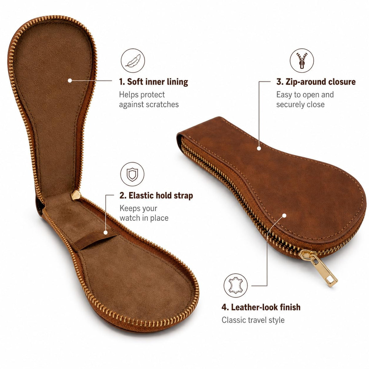 Stretone Single Watch Travel Case - PU Leather