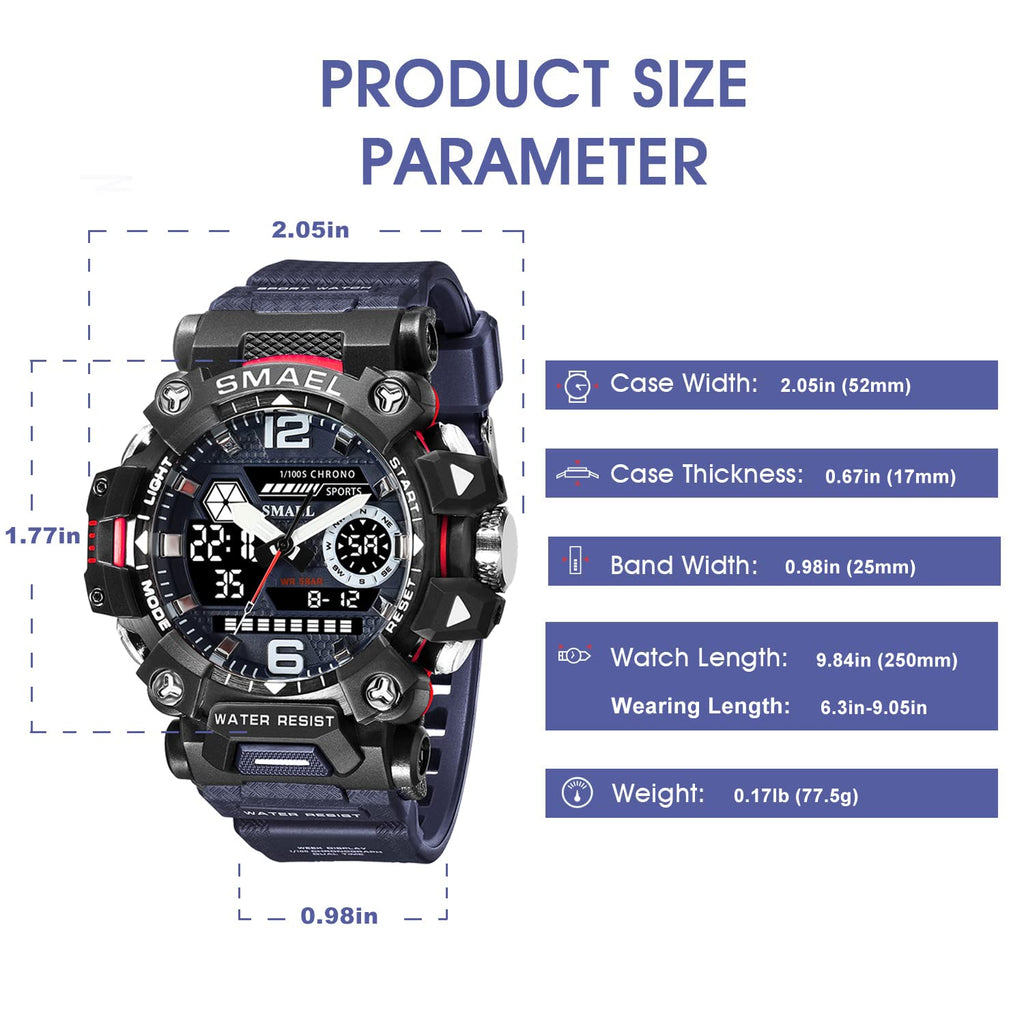 SMAEL Men's Analogue-Digital Military Sports Watch