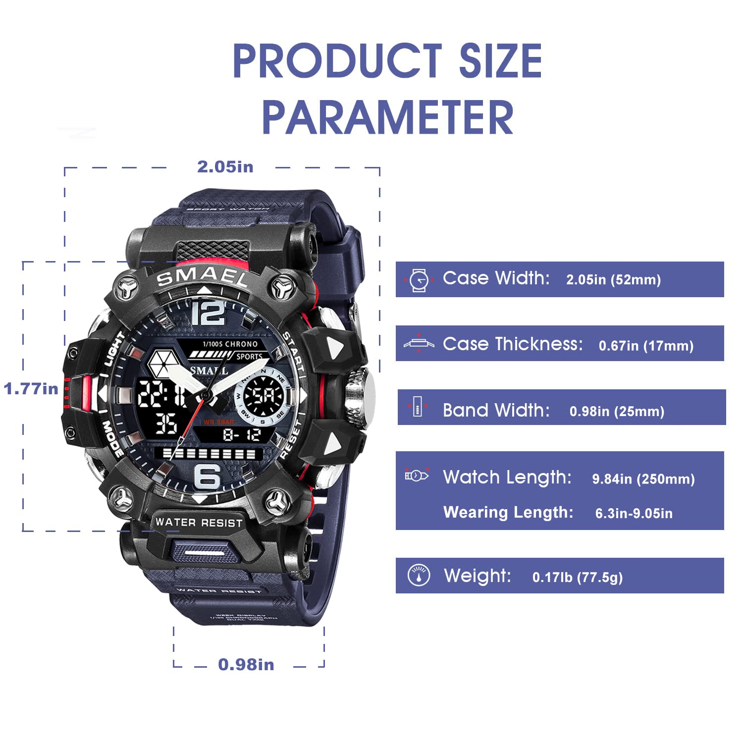 SMAEL Men's Analogue-Digital Military Sports Watch
