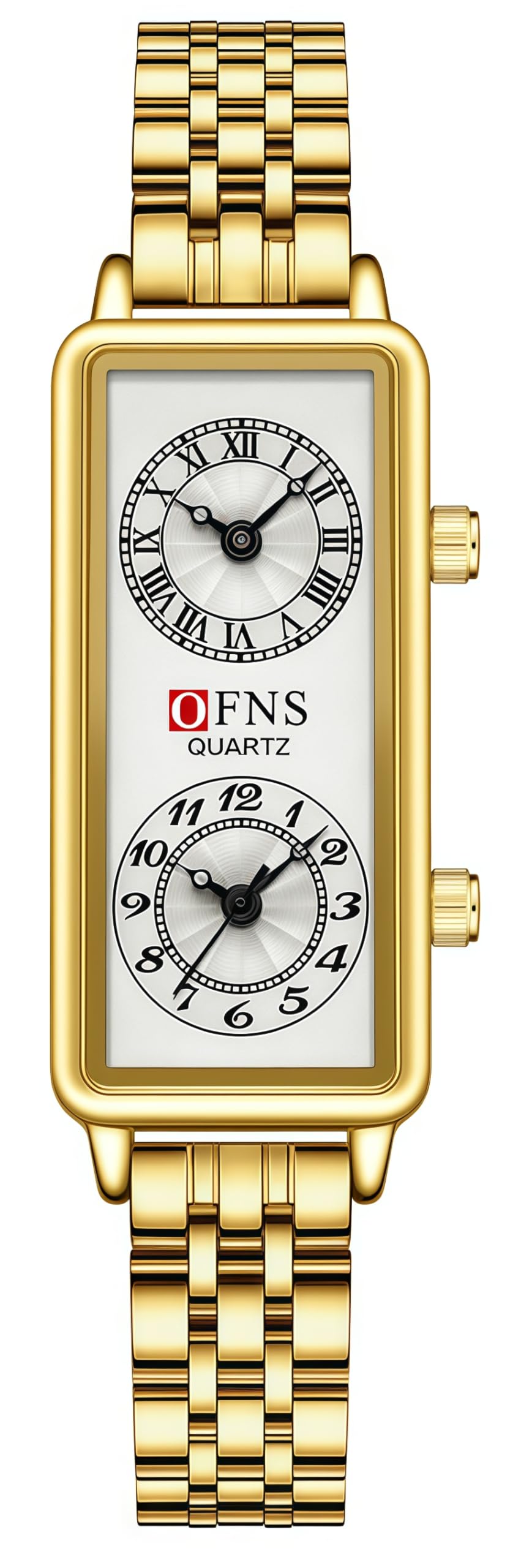 Women's Rectangular Dual-Time Quartz Watch
