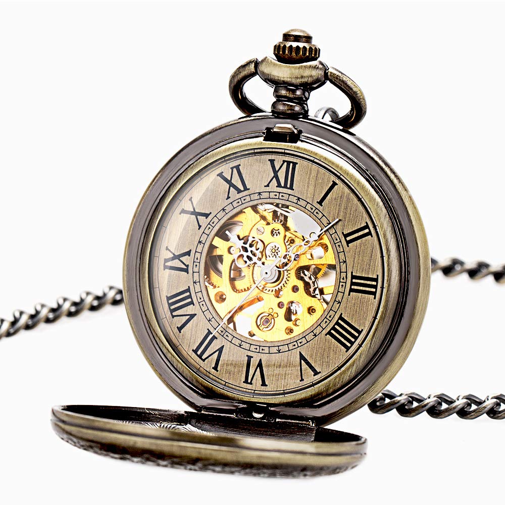 Men's Bronze Manual-Wind Half-Hunter Pocket Watch