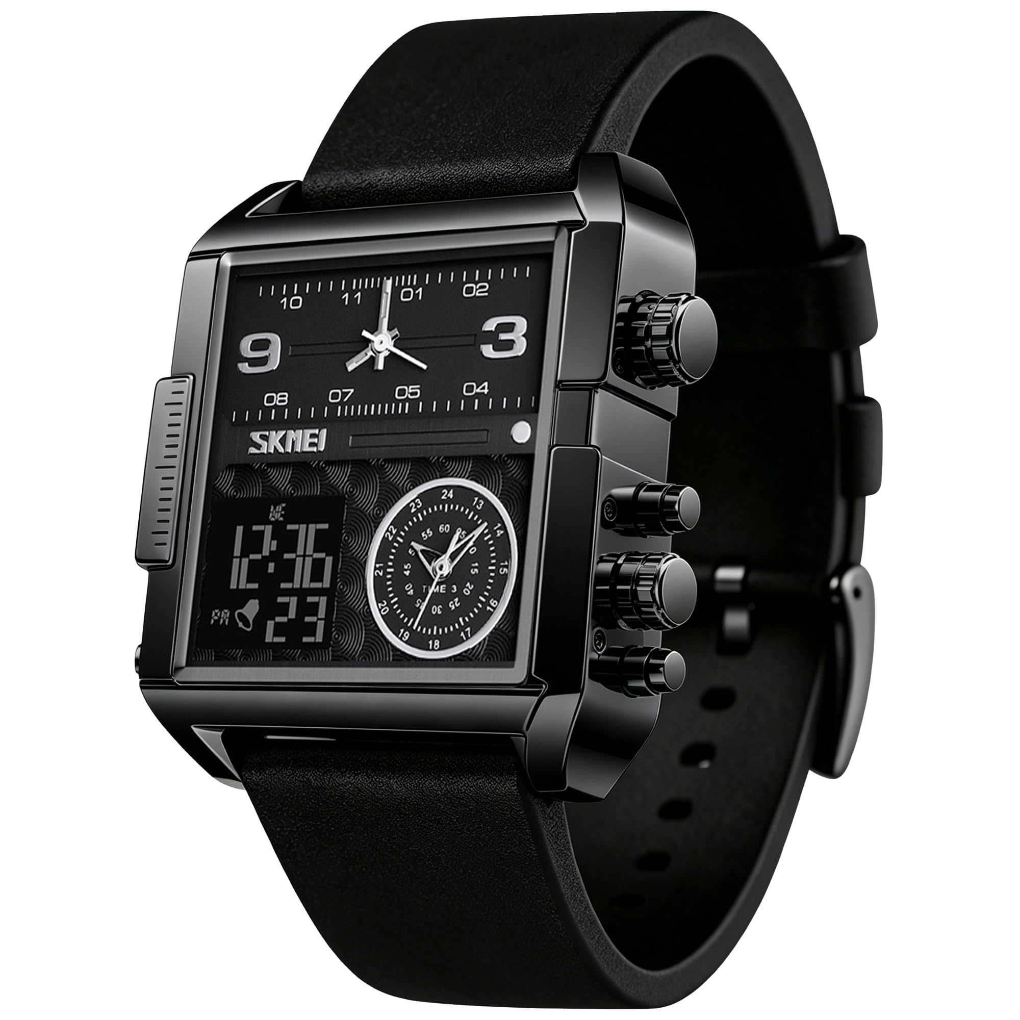 SKMEI Men's Square Analogue-Digital Multi-Time Sports Watch
