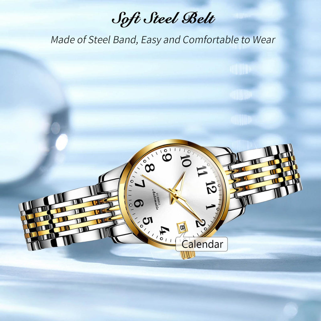 OLEVS Women's Automatic Stainless Steel Watch - White Dial A