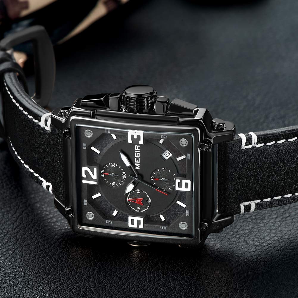 MEGIR Men's Quartz Chronograph Watch – Leather Strap