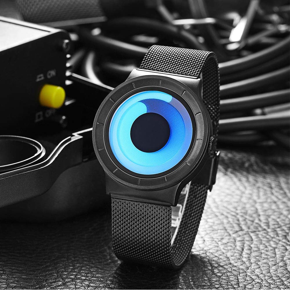 Men's Digital Quartz Watch – Stainless Steel Mesh Bracelet