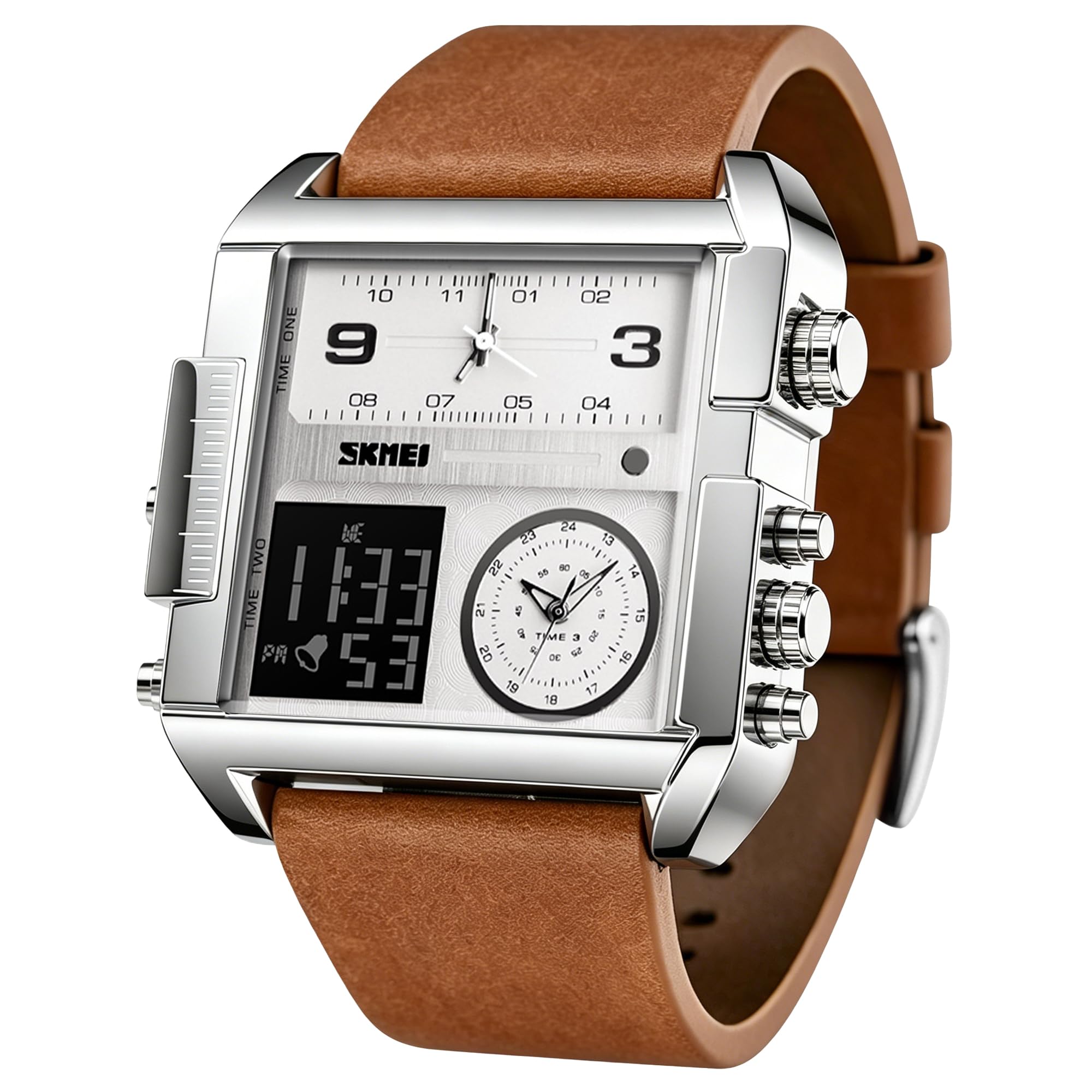 SKMEI Men's Square Analogue-Digital Multi-Time Sports Watch