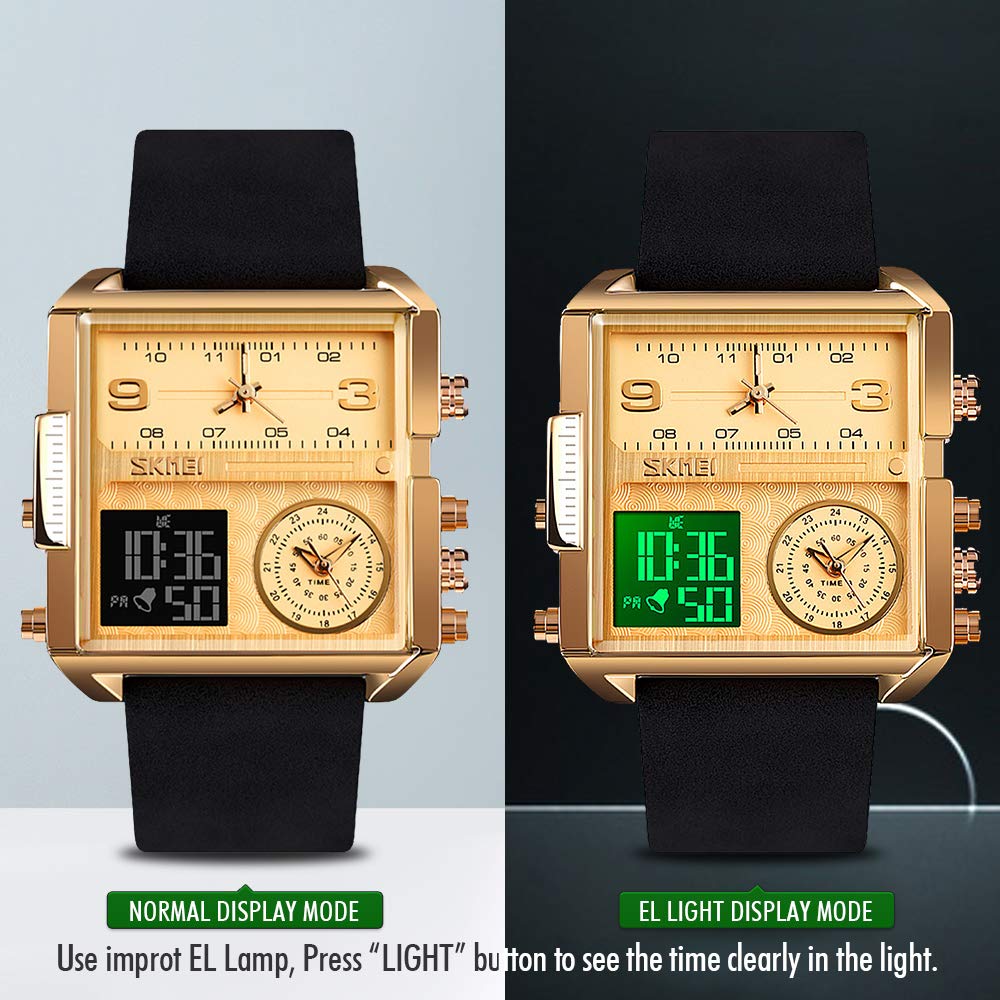 SKMEI Men's Square Analogue-Digital Multi-Time Sports Watch