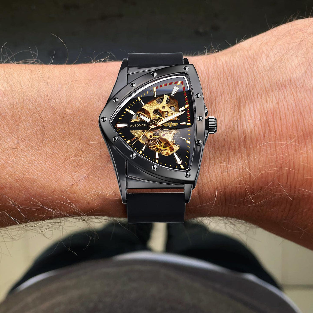 FORSINING Men's Automatic Skeleton Watch – Triangular Dial