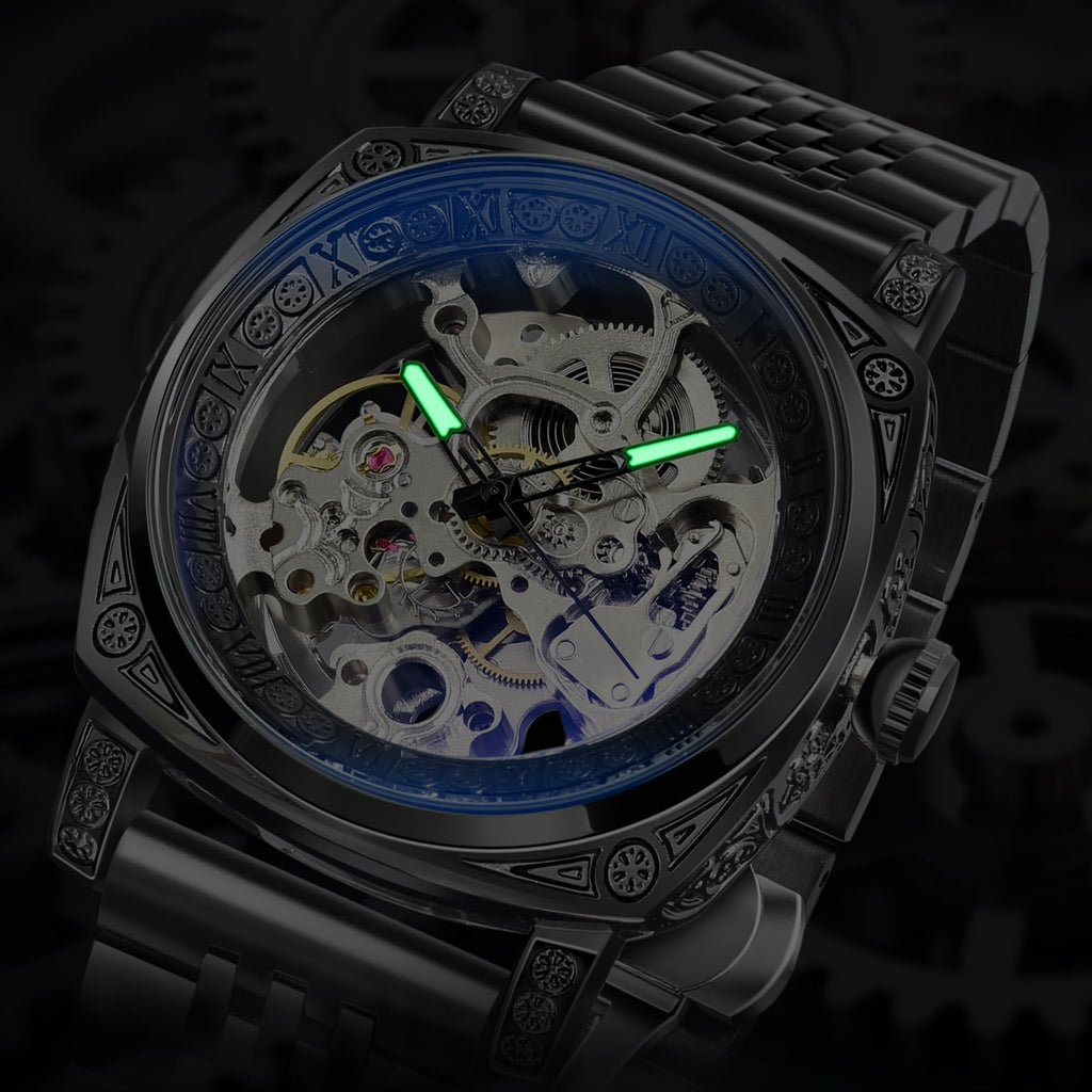 FORSINING Men's Automatic Skeleton Watch – Square Case