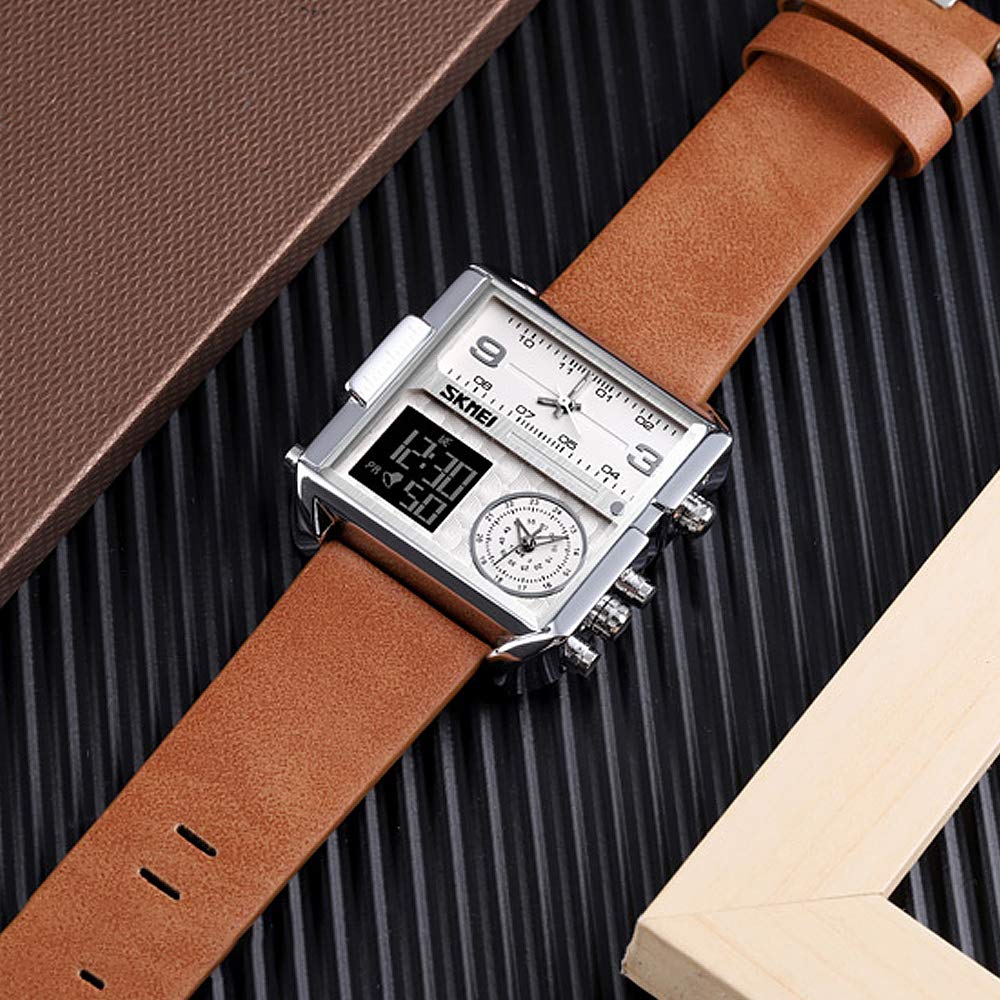 SKMEI Men's Square Analogue-Digital Multi-Time Sports Watch