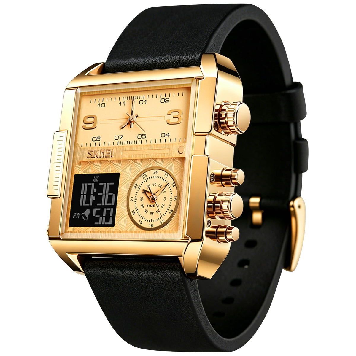 SKMEI Men's Square Analogue-Digital Multi-Time Sports Watch