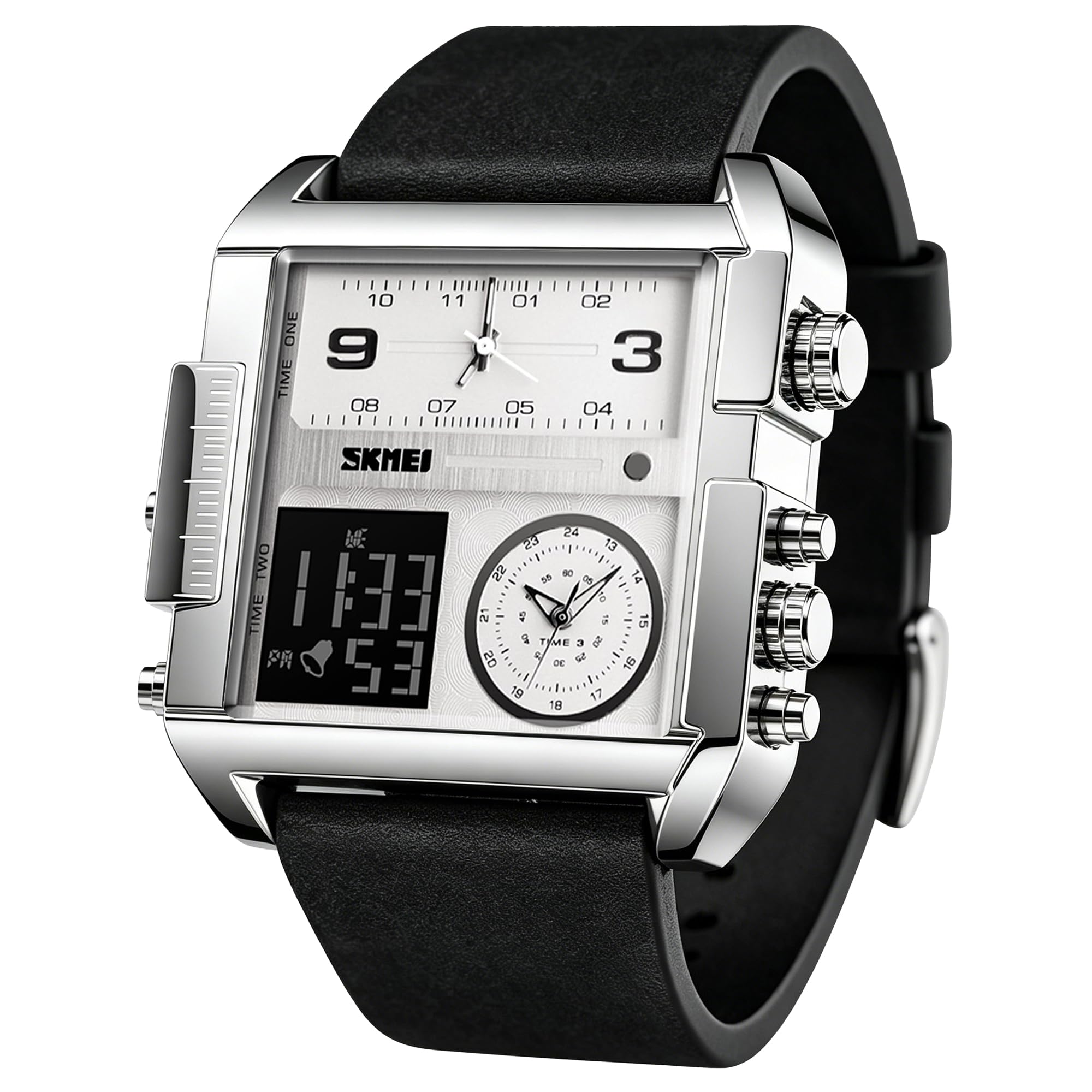 SKMEI Men's Square Analogue-Digital Multi-Time Sports Watch