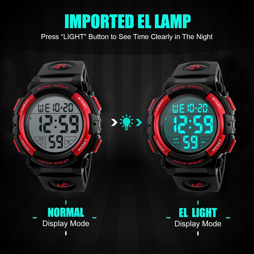 SKMEI Men's Large Display Digital Sports Watch - Red