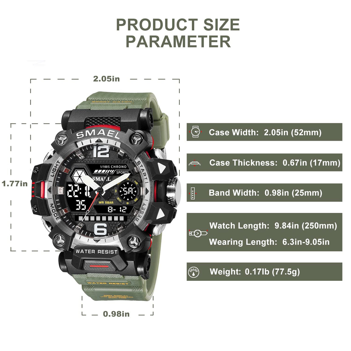 SMAEL Men's Analogue-Digital Military Sports Watch