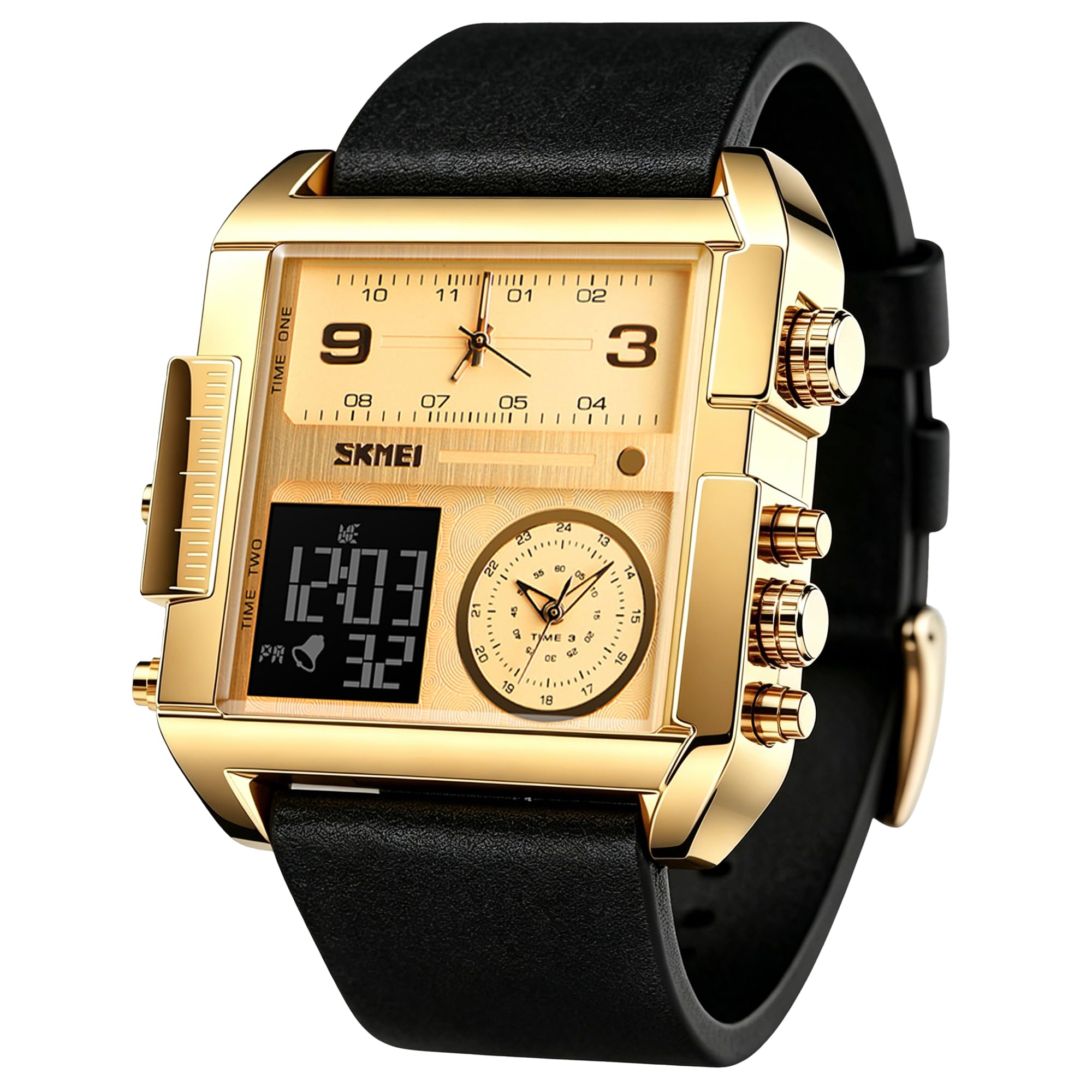 SKMEI Men's Square Analogue-Digital Multi-Time Sports Watch