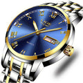 LIGE Men's Stainless Steel Quartz Dress Watch – Blue Dial