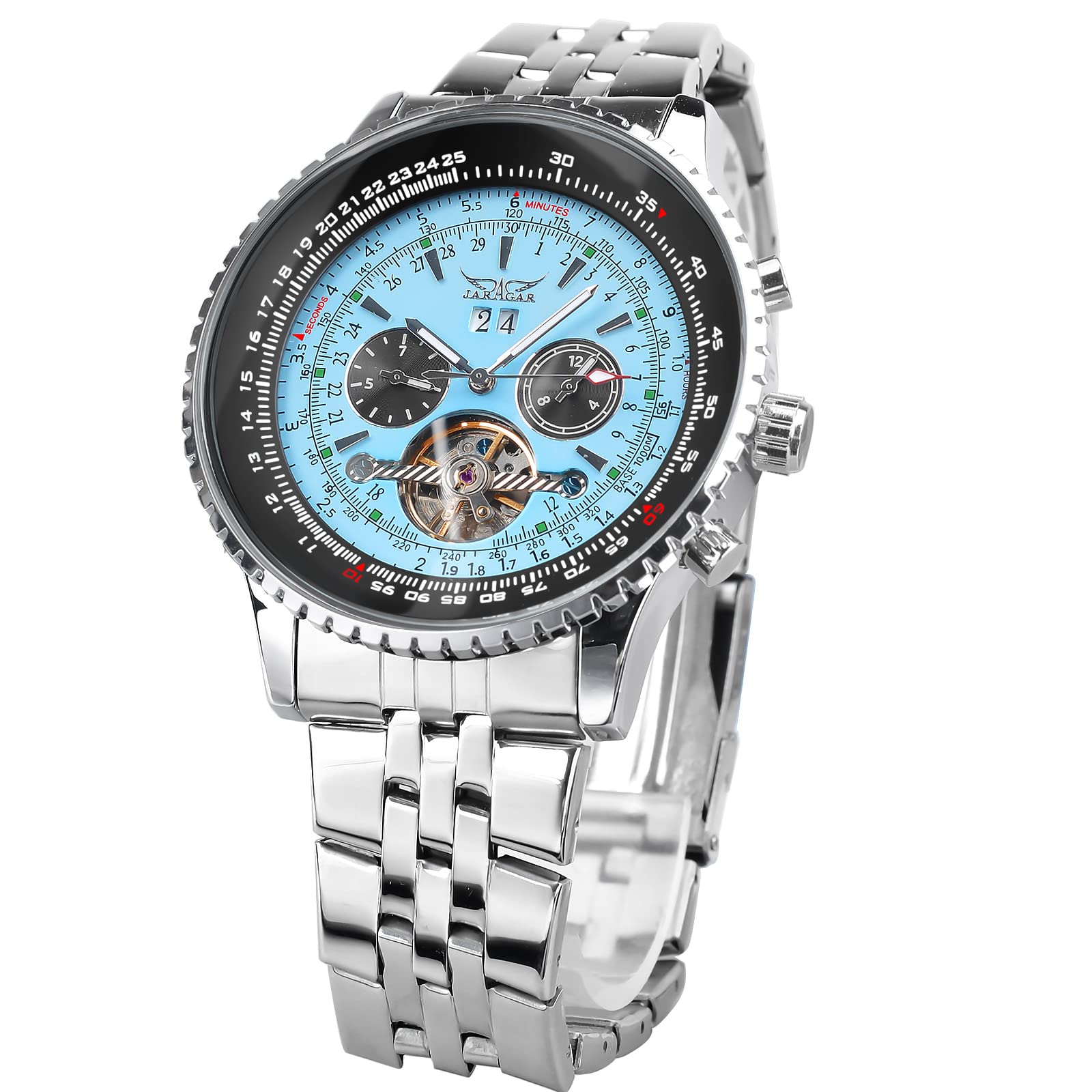 FORSINING Men's Automatic Skeleton Watch - Blue Dial