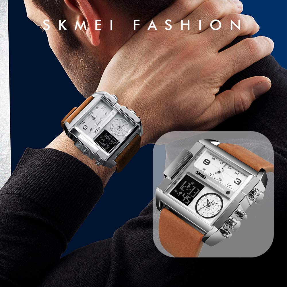 SKMEI Men's Square Analogue-Digital Multi-Time Sports Watch