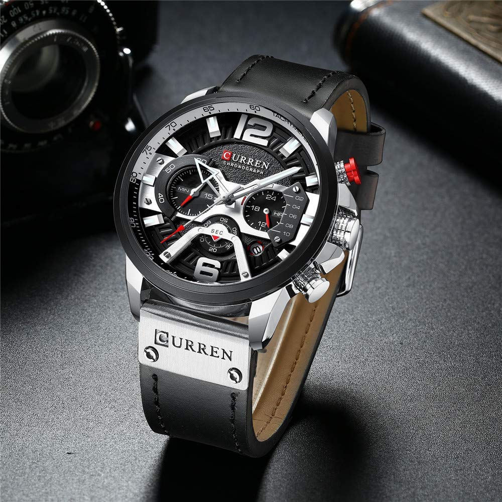 CURREN Men's Quartz Chronograph Watch – Blue Leather Strap