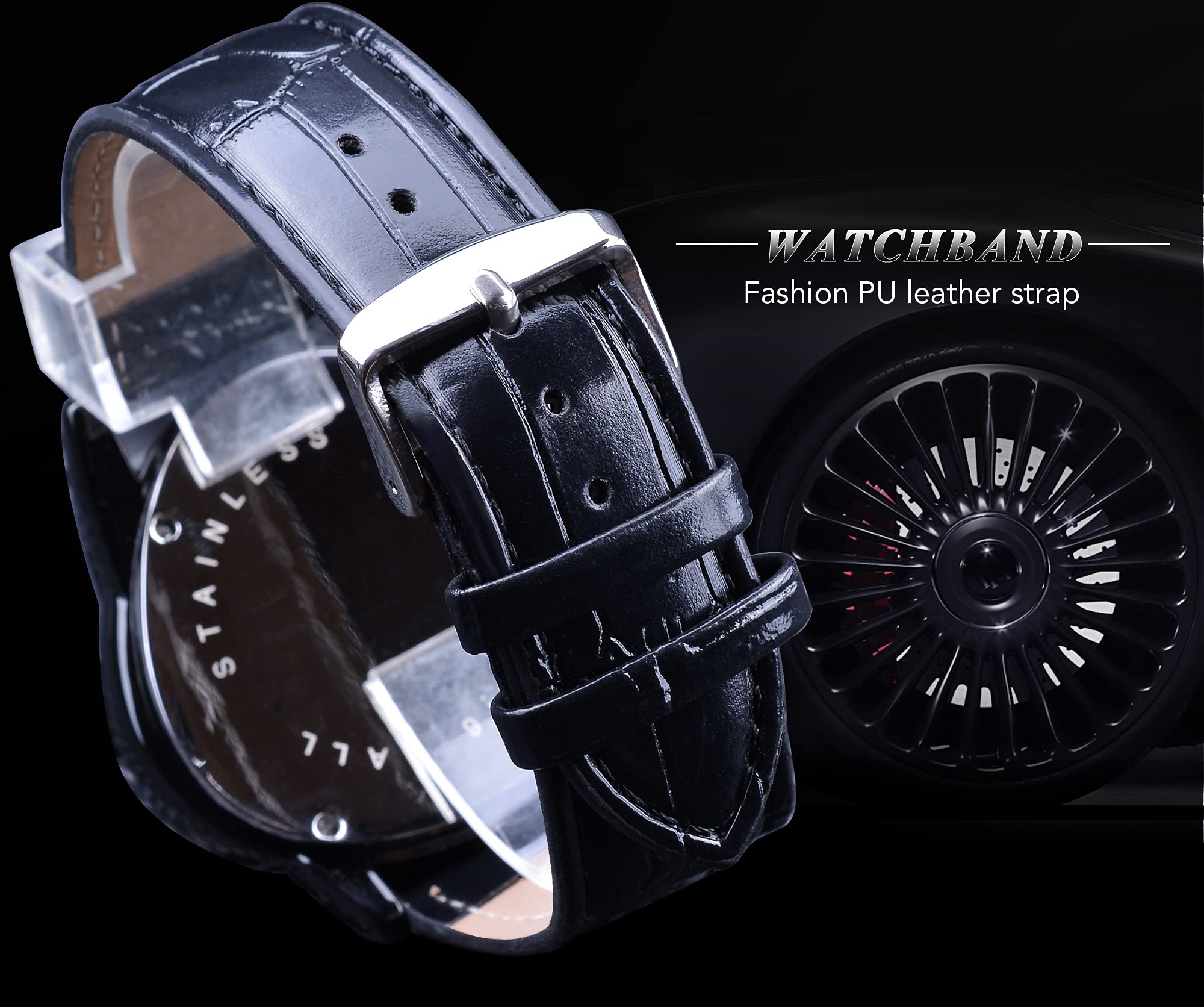 WINNER Men's Automatic Skeleton Watch – Triangular Racing Dial