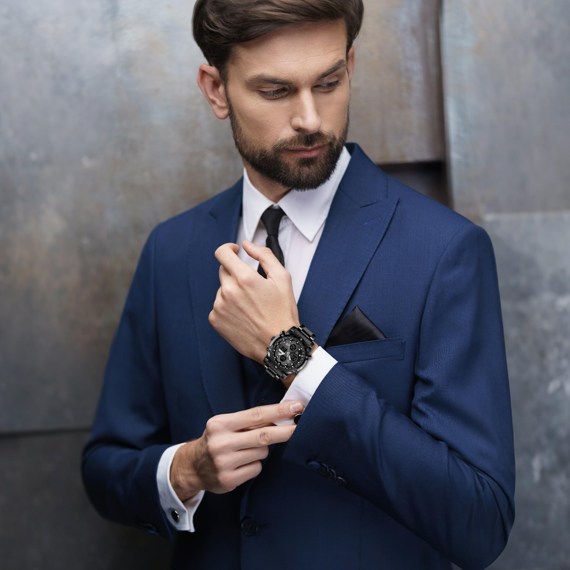 SKMEI Men's Analogue-Digital Quartz Watch – Stainless Steel Bracelet